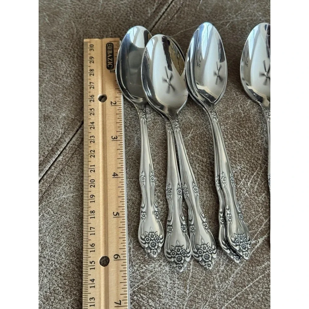 Vintage‎ Rogers Co. DREAM ROSE ROSE BUD Stainless Flatware Lot Of 6 Teaspoons